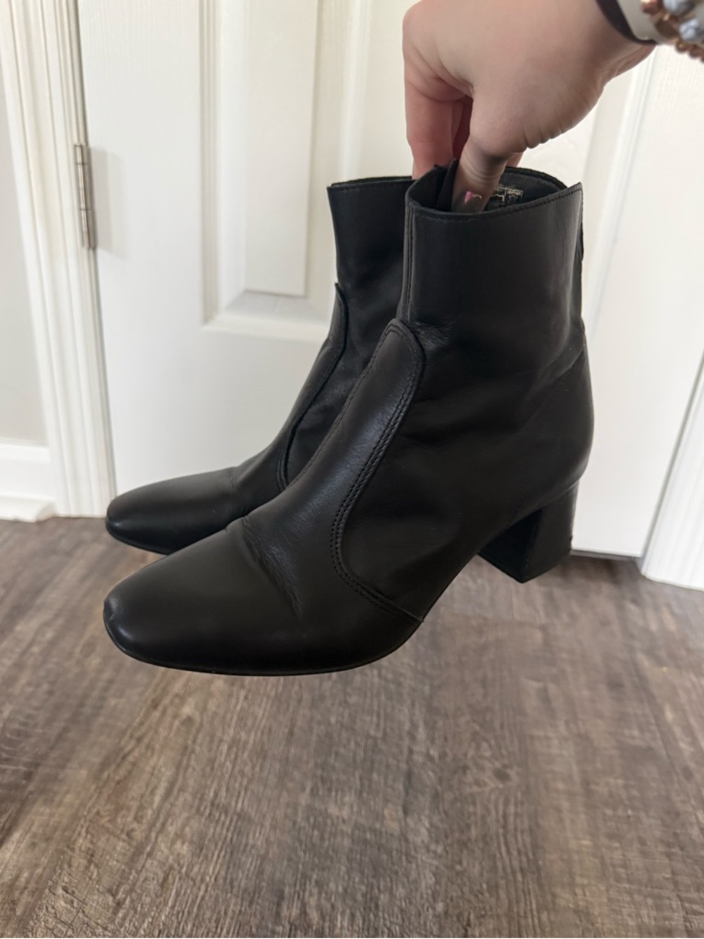 Hobbs London Black Leather Ankle Boots Block Heel Zip – Well Loved